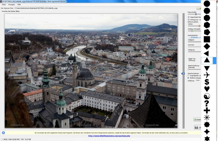 Unterschiedliche Blenden in Tilt Shift Generator von Artensoft (Bild: Andreas Donath)